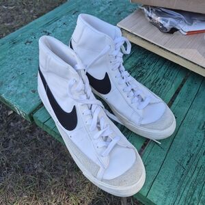 Nike White and Black High-Top Sneakers